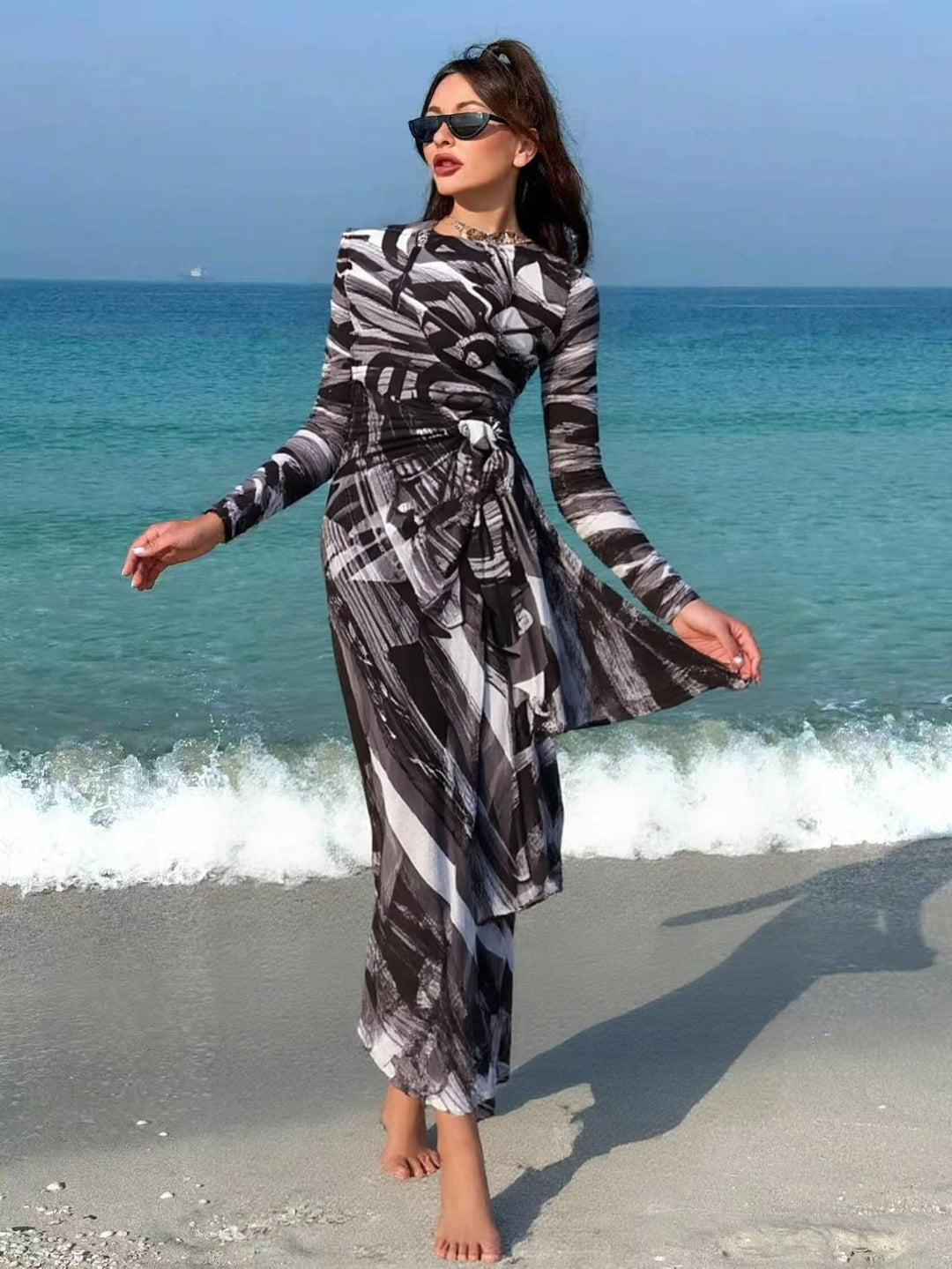 Women's Maxi Beach Dress with Sophisticated Wrap Design Mune Fashion