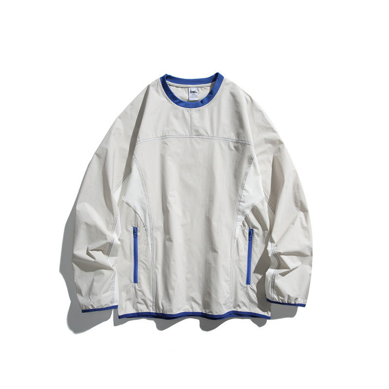 Unisex Lightweight technical oversized sweater with round neckline, zippered pockets, and contrasting finishes Mune Fashion