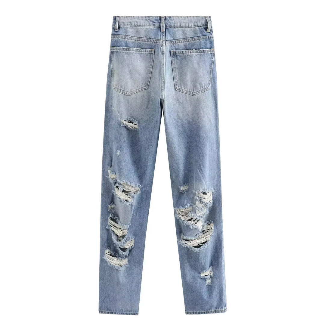 Women's nan Highwaist Straight-Leg Jeans with light distressed look, five-pocket and tailored fit Mune Fashion