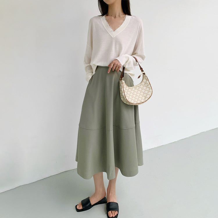 Women Elegant Midi Skirt made of airy cotton Mune Fashion