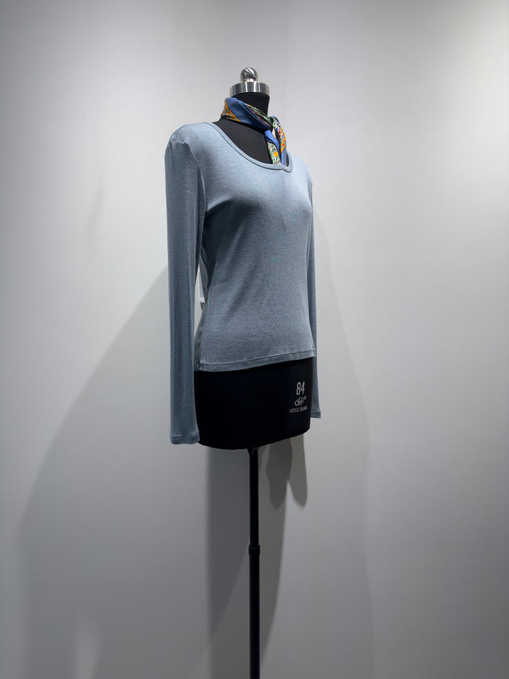 Women's Long Sleeve Scoop Neck Top Mune Fashion