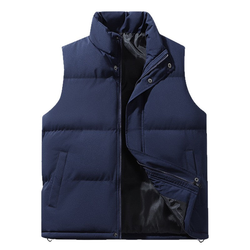 Men's Quilted Thermal Puffer Vest with High Stand Collar and Drawstring Hem Mune Fashion