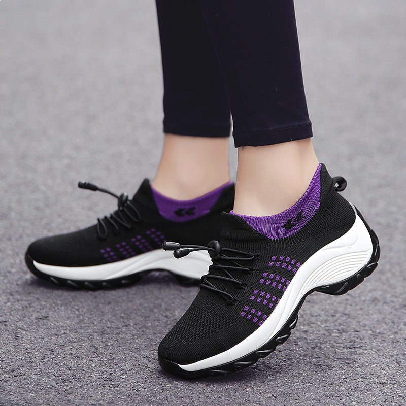 Women's knitted sock sneaker with elastic shaft, quick pull and cushioning platform sole Mune Fashion