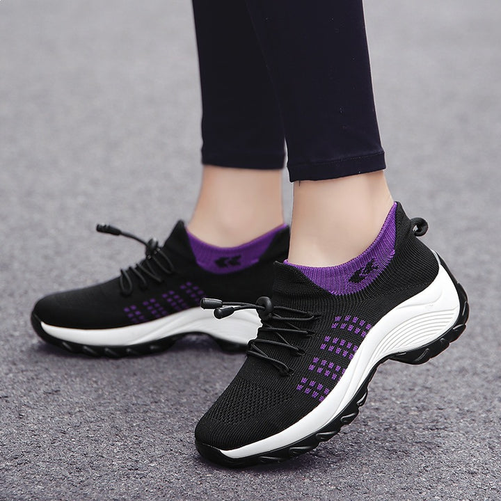 Women's knitted sock sneaker with elastic shaft, quick pull and cushioning platform sole Mune Fashion