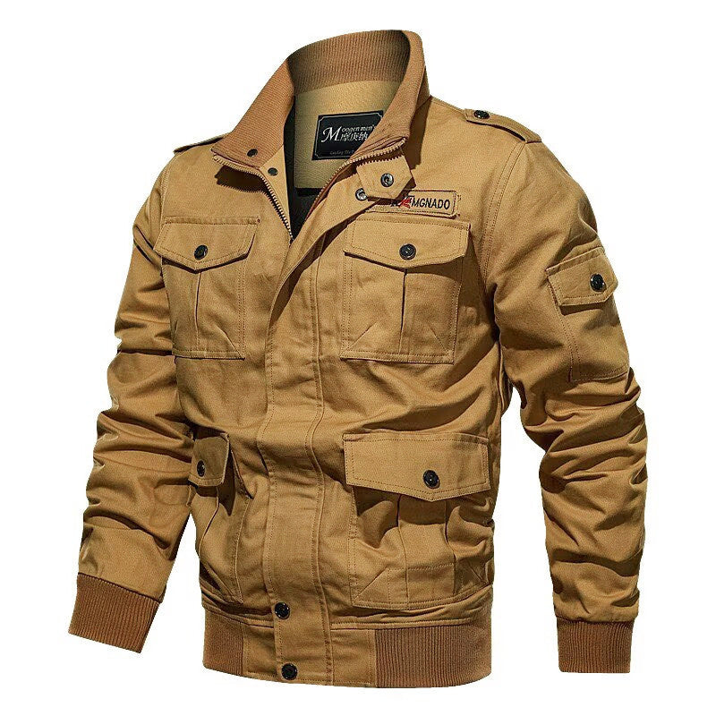 Men's utility field jacket with shoulder flaps, multiple pockets, and ribbed cuffs Mune Fashion
