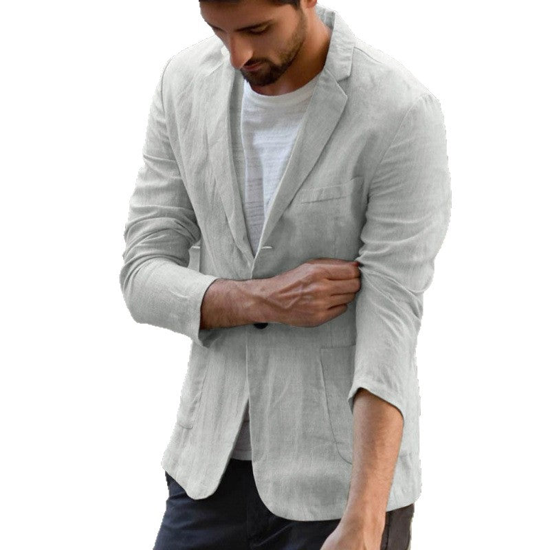 Men's elegant linen blazer with modern cut and pockets Mune Fashion