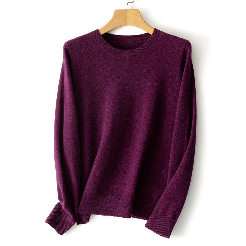Women's fine knit round neck pullover made of cashmere mix with a slightly oversized fit Mune Fashion