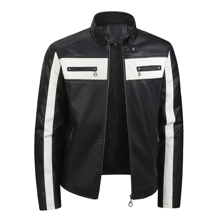 Men's sporty artificial leather jacket with zipper Mune Fashion