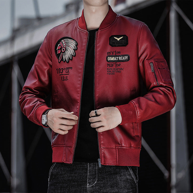 Men's Fashion Bomber Jacket with Shoulder Patches Mune Fashion