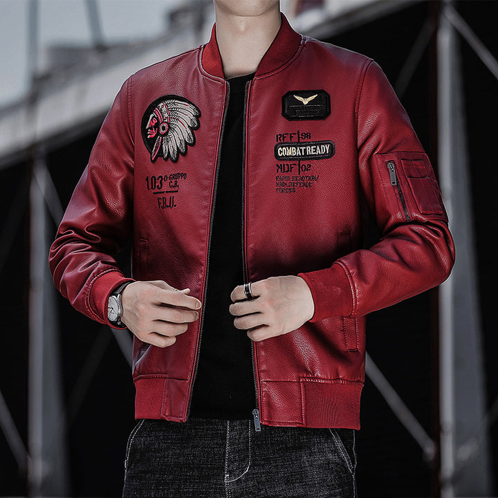 Men's Fashion Bomber Jacket with Shoulder Patches Mune Fashion