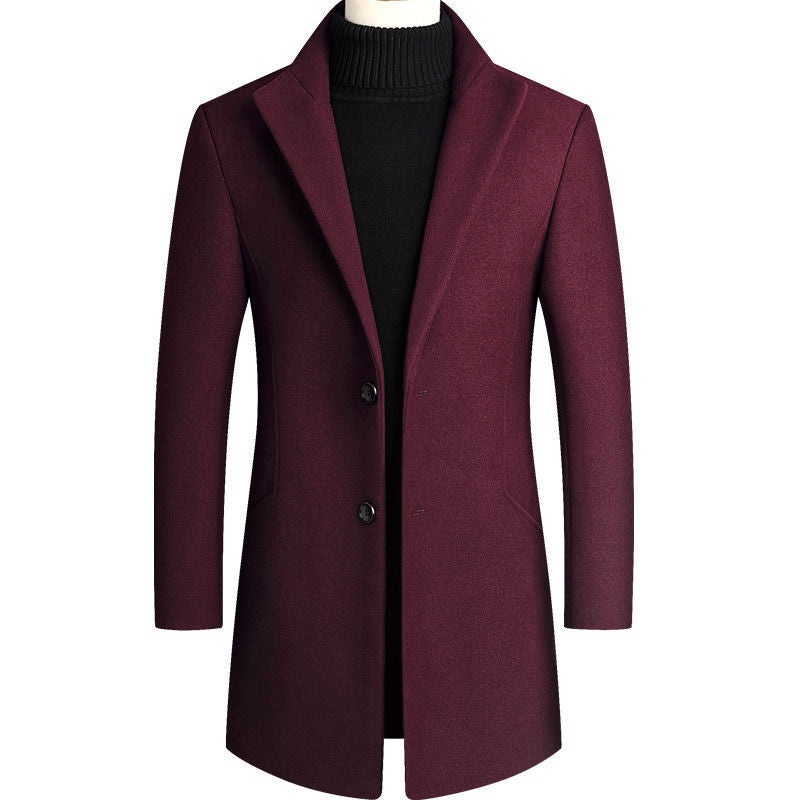 Men's Modern Wool Blend Short Coat with Slim Silhouette, Notched Lapel and Two Button Closure Mune Fashion