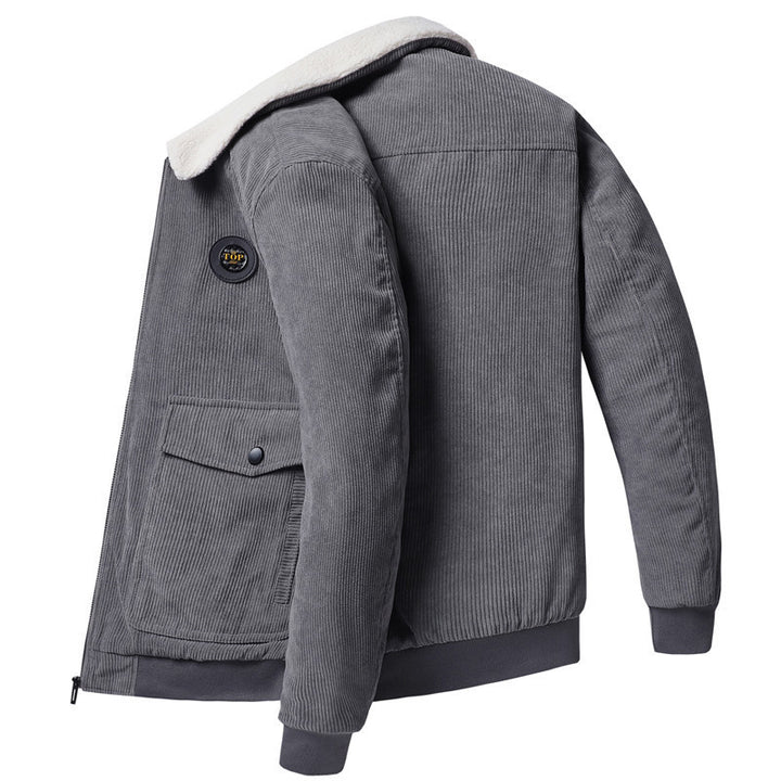 Men's cord bomber jacket with teddy collar, warming thermo lining and flap pockets Mune Fashion