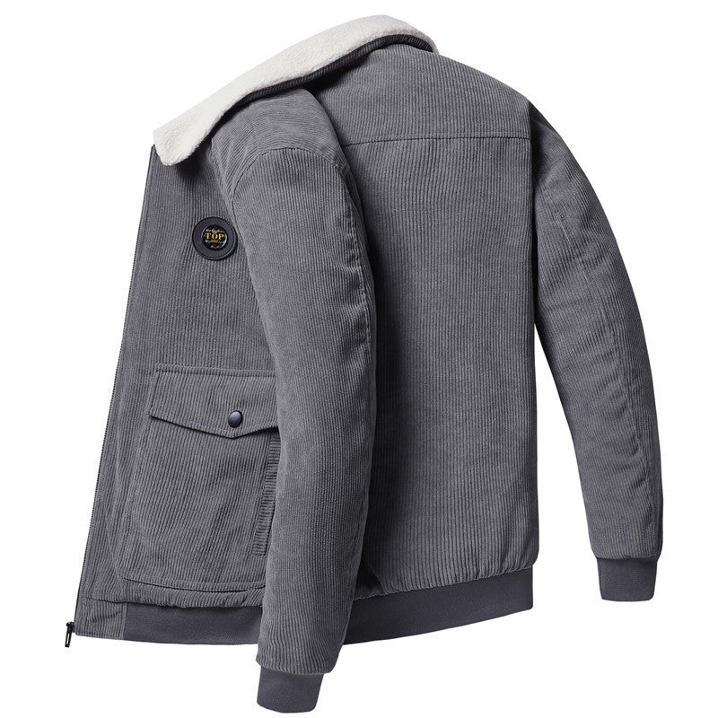 Men's cord jacket with sherpa collar, padded lining and zipper Mune Fashion