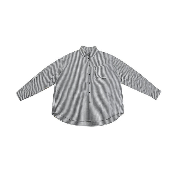 Women's Wide Striped Shirt in Oversize Cut with Shirt Collar and Chest Pocket Mune Fashion