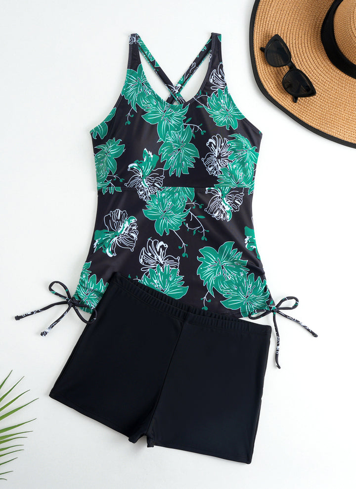 Ladies Tankini Set with fashionable floral design and comfortable shorts Mune Fashion