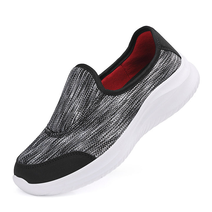 Women's elegant slip-on sneakers with elastic decorative straps, breathable knit construction and cushioned comfort sole Mune Fashion