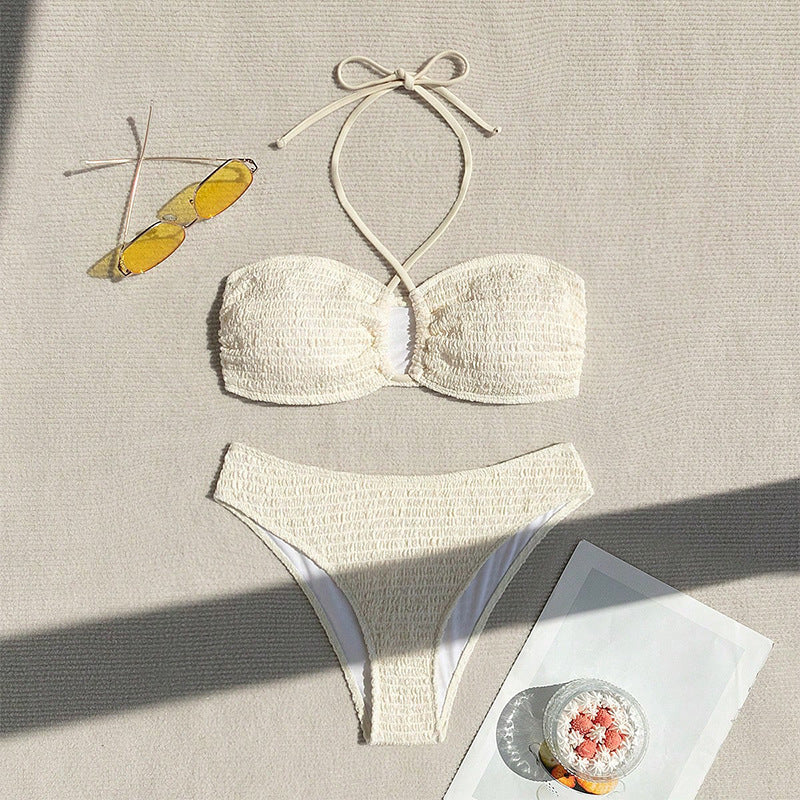 Women Bustier Bikini Set with elastic ruffle design Mune Fashion
