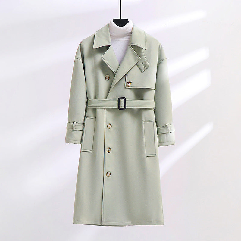 Men's trench coat in modern wool blend with belt, shawl collar, and patch pockets Mune Fashion