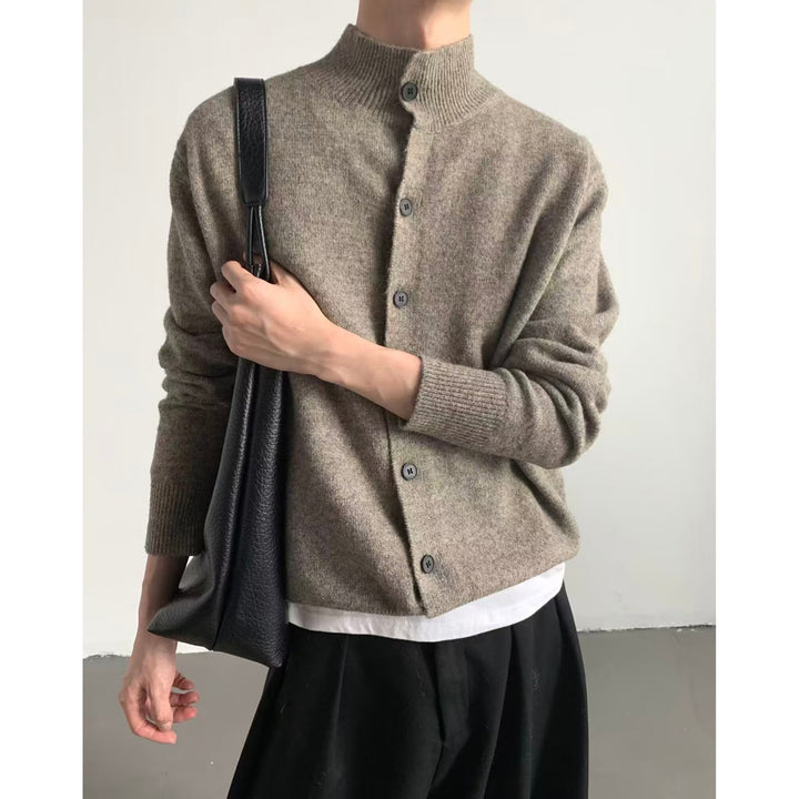 Men's Comfortable Cardigan with High Collar and Button Placket Mune Fashion