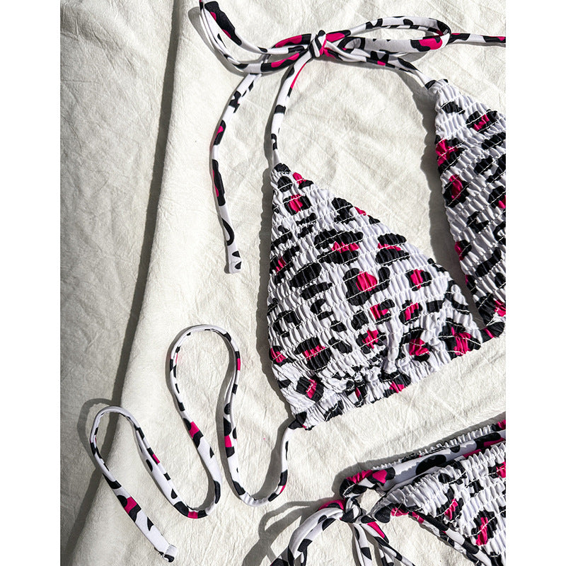 Women's Colorfully patterned triangle bikini with playful lacing Mune Fashion