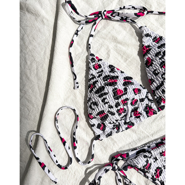 Women's Colorfully patterned triangle bikini with playful lacing Mune Fashion
