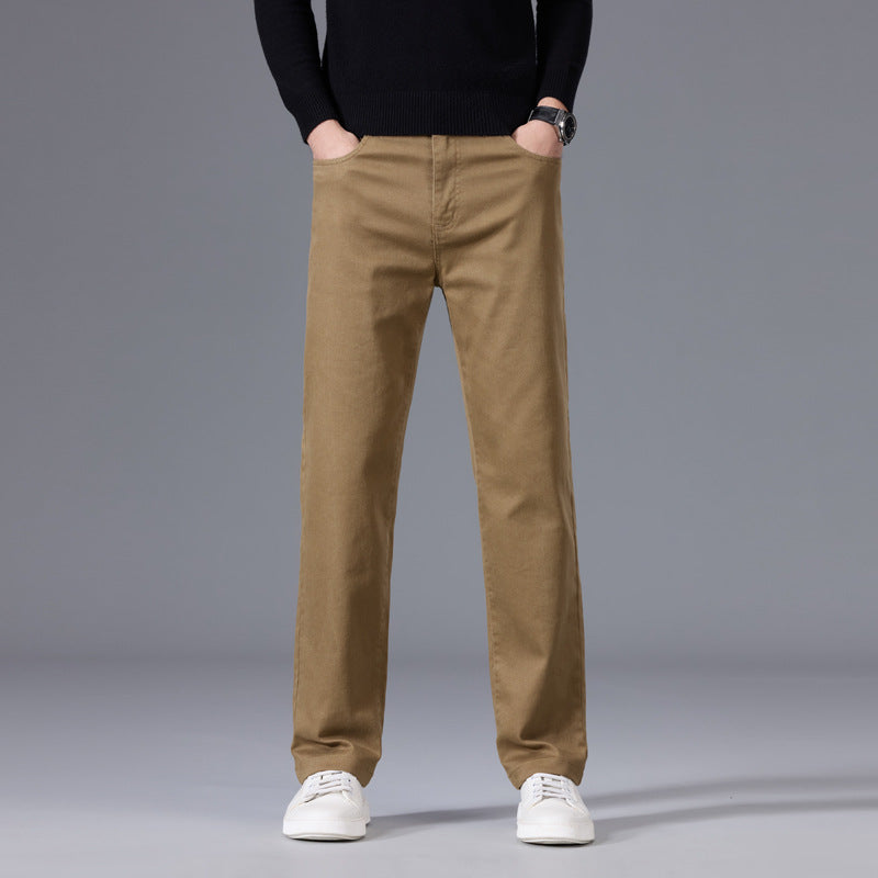Men's straight-cut cotton chino pants with comfort waistband and side pockets Mune Fashion