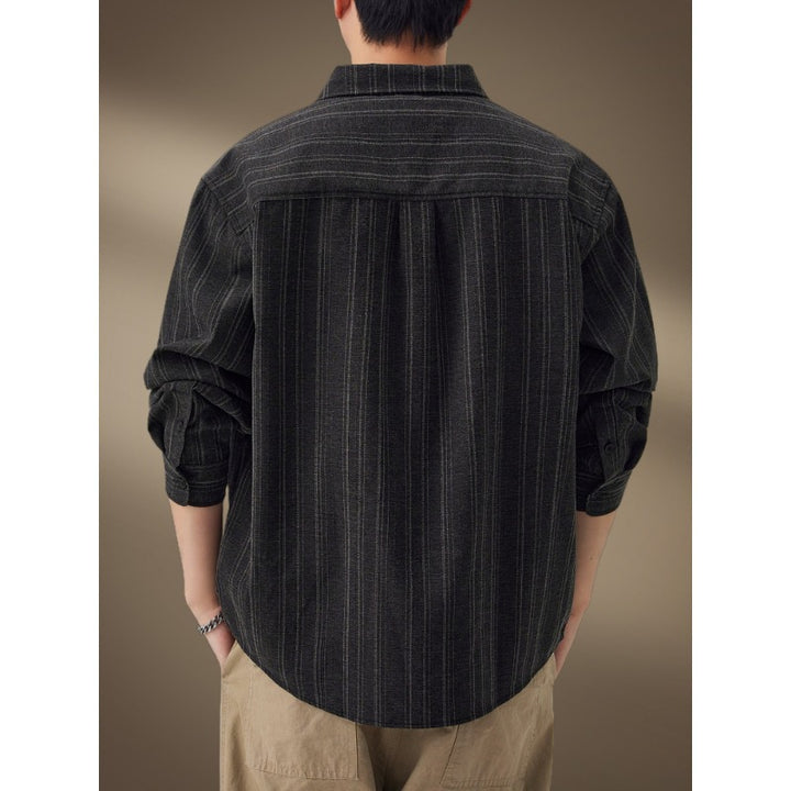 Men's Striped Shirt Jacket with Chest Pockets Mune Fashion