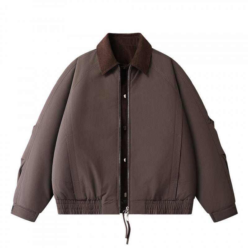 Men's Boxy Short Jacket with Cord Collar, Double Front and Drawstring Hem Mune Fashion