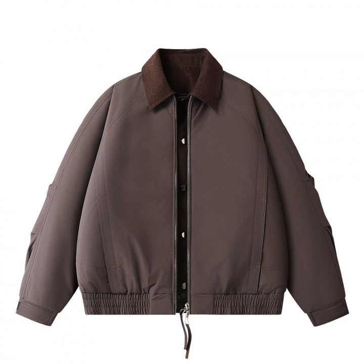 Men's Boxy Short Jacket with Cord Collar, Double Front and Drawstring Hem Mune Fashion