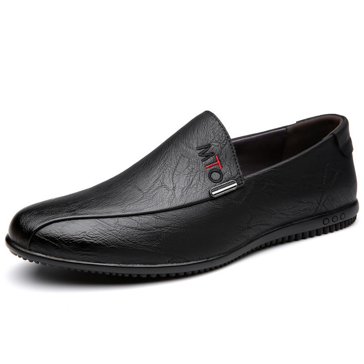 Men's Elegant Leather-Look Loafers with Flexible Nubby Rubber Sole Mune Fashion