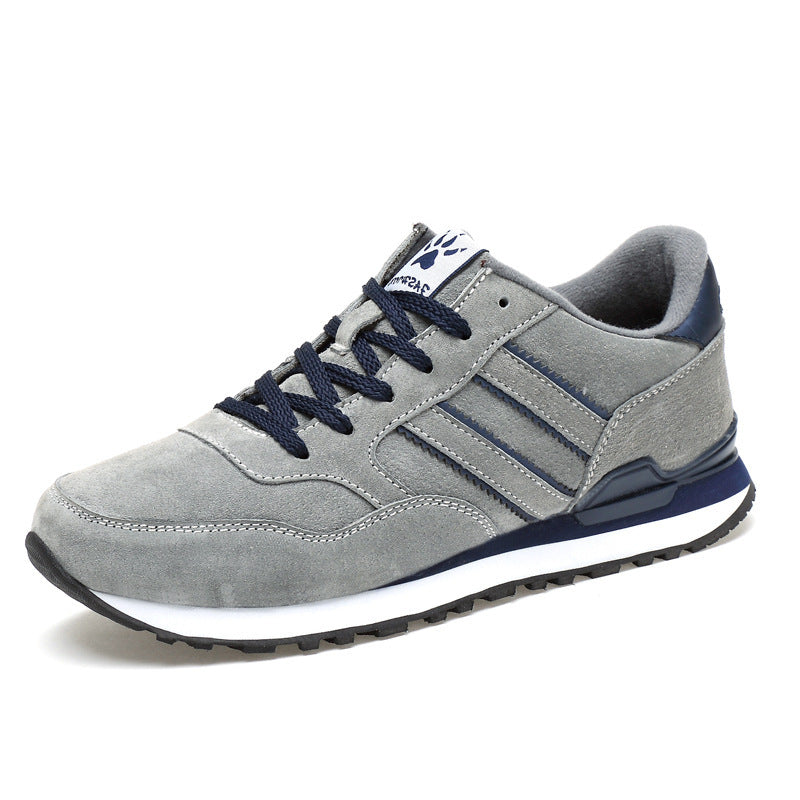 Men's Retro Suede Running Sneakers with Padded Heel Collar and Treaded Rubber Sole Mune Fashion