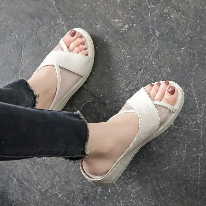 Women's wedge heeled slide sandals with breathable mesh upper Mune Fashion