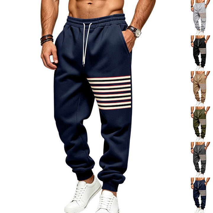 Men's Sporty Jogging Pants with Side Stripe Panel and Drawstring Mune Fashion