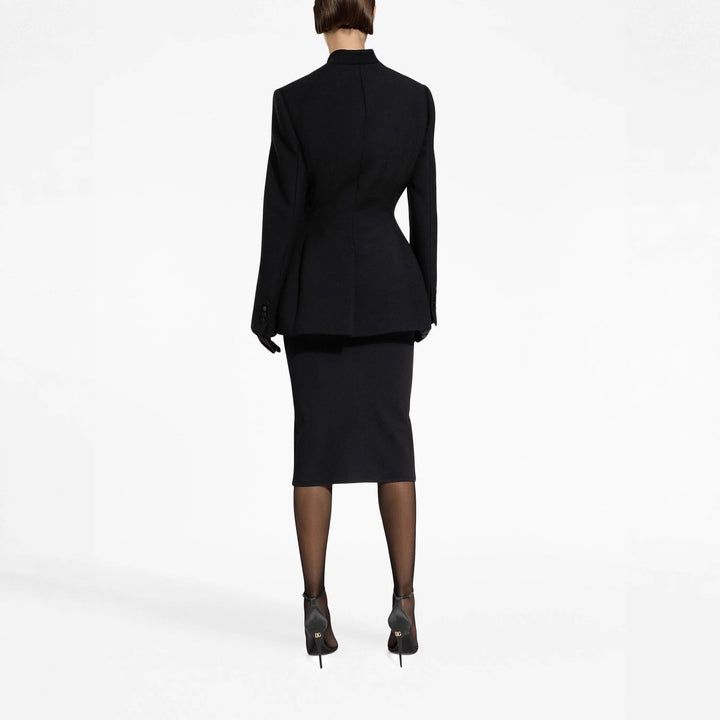Women's Tailored Blazer with Stand-up Collar, Structured Shoulder and Decorative Button Placket Mune Fashion