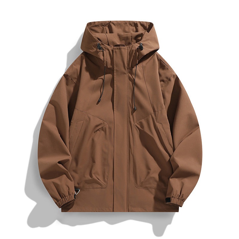 Men's Lightweight Wind and Water Resistant Hooded Jacket in Urban Utility Style with Concealed Zipper Placket Mune Fashion