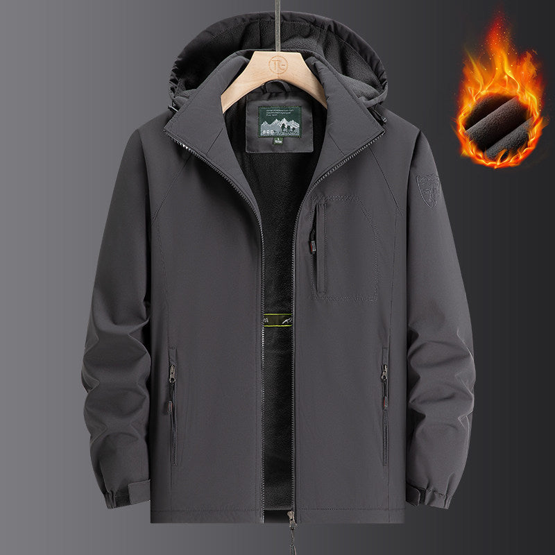 Men's Weatherproof Softshell Jacket with Full Fleece Lining, Adjustable Hood and Windproof Membrane Mune Fashion
