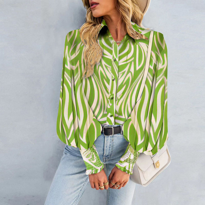 Ladies loose shirt blouse with balloon sleeves and gathered cuffs Mune Fashion