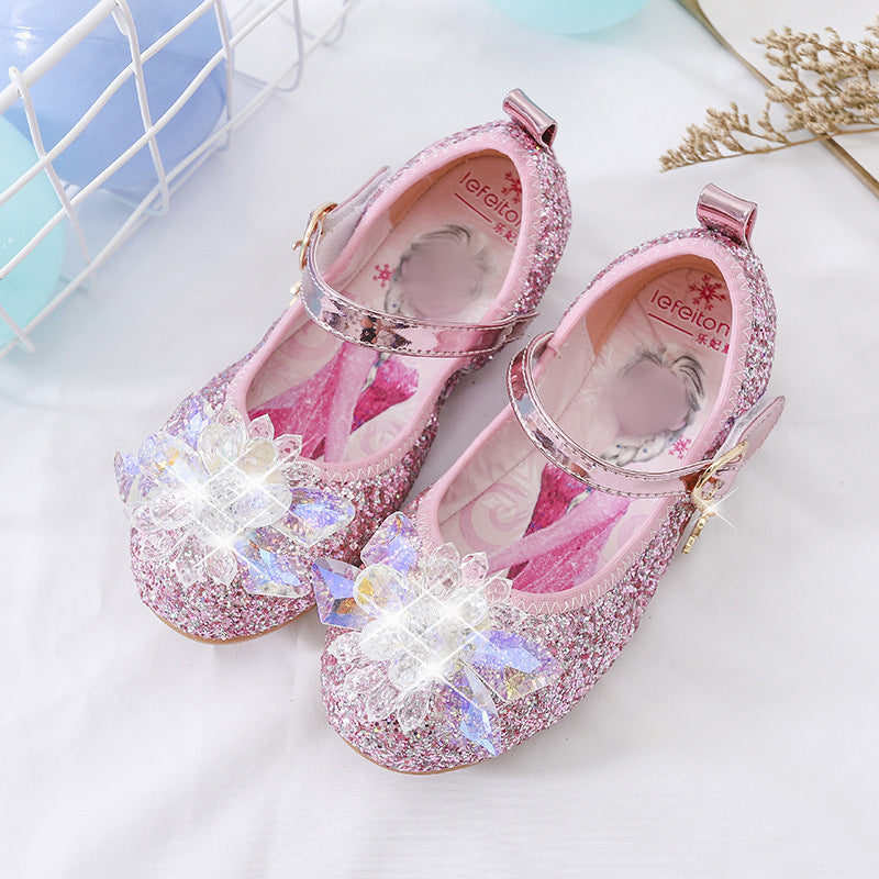 Girls Glittering Ballerina Sandals with Flower Appliqués Mune Fashion