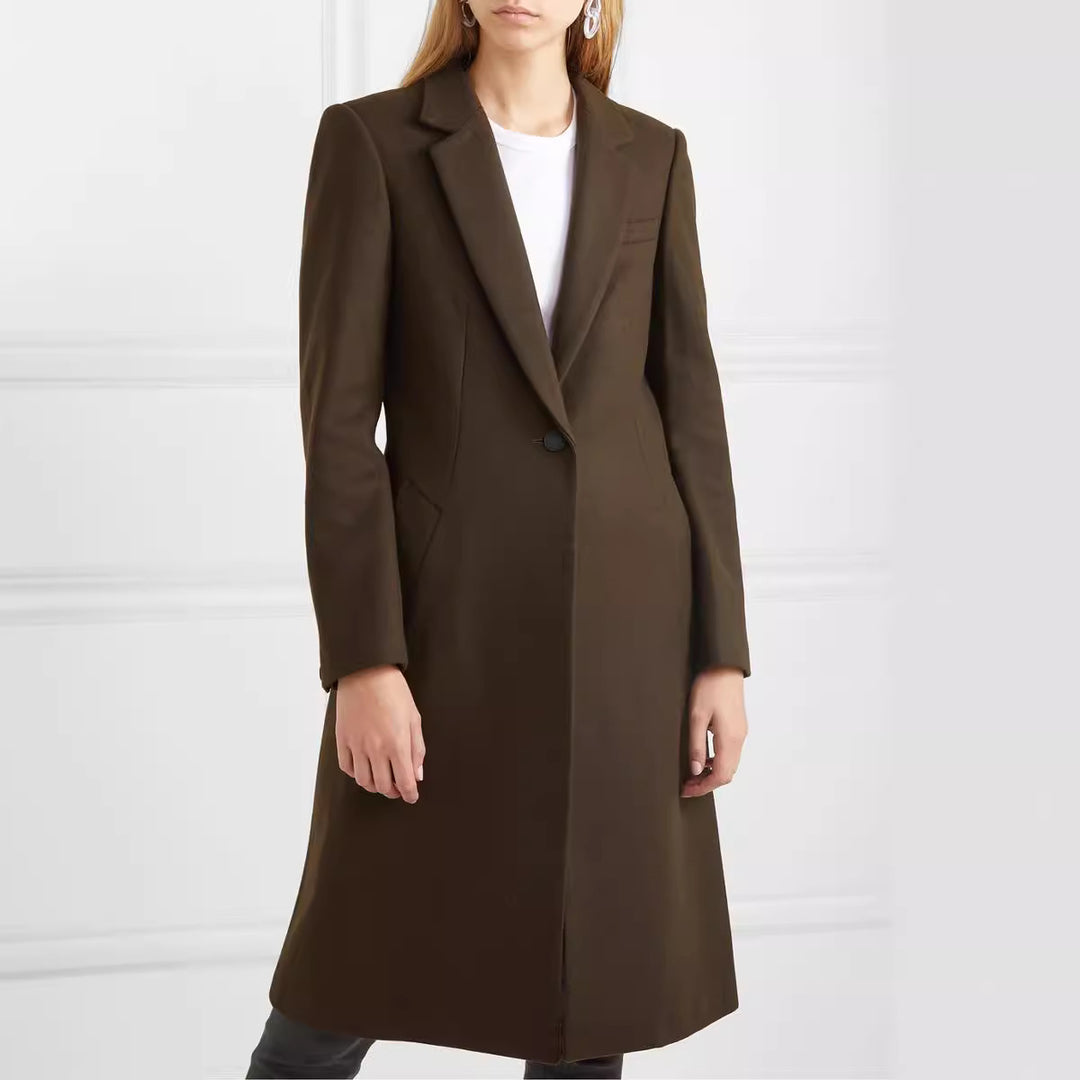 Women's long coat in sleek tailoring with narrow silhouette Mune Fashion