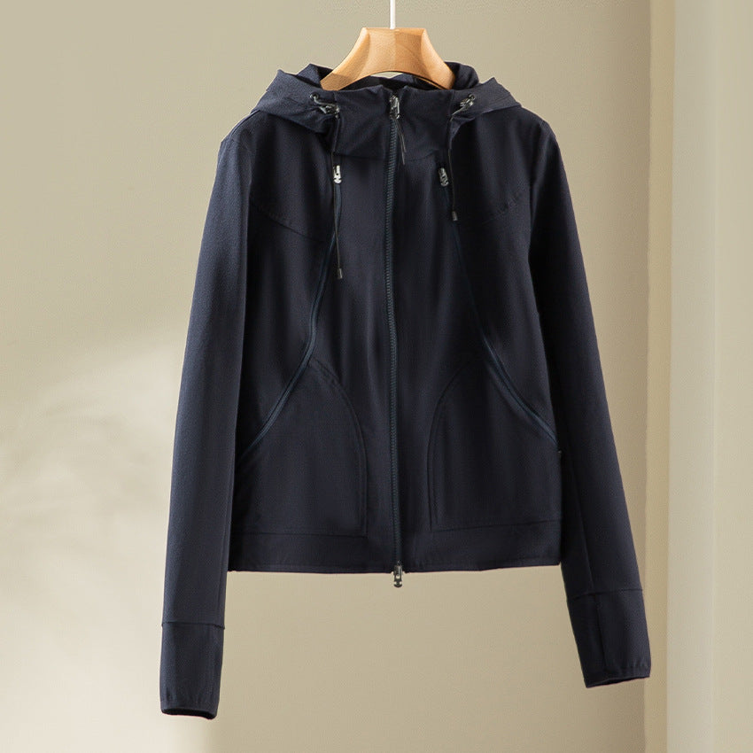 Women's Lightweight Hooded Jacket made of Functional Fleece with Two-Way Zipper and Ergonomic Seams Mune Fashion