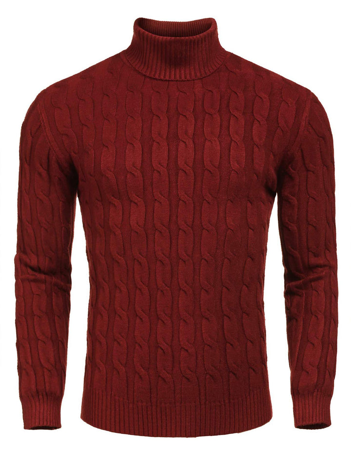 Men's fine knit sweater with high collar