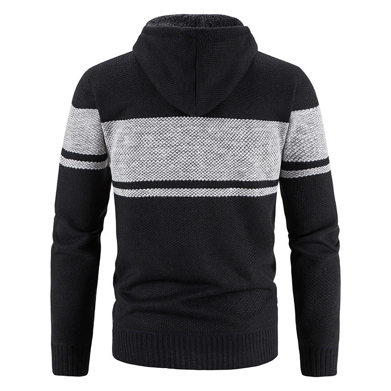 Men's padded knitted hoodie with teddy lining, full zipper and drawstring Mune Fashion