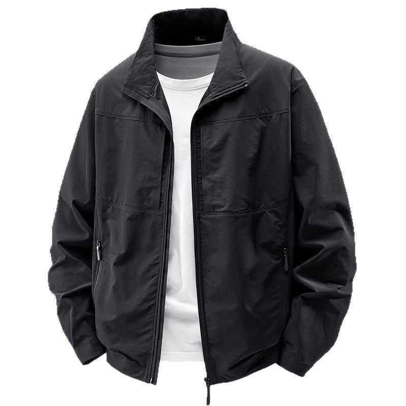 Men's lightweight urban windbreaker with standing collar, water-repellent fabric blend and concealed zippers Mune Fashion