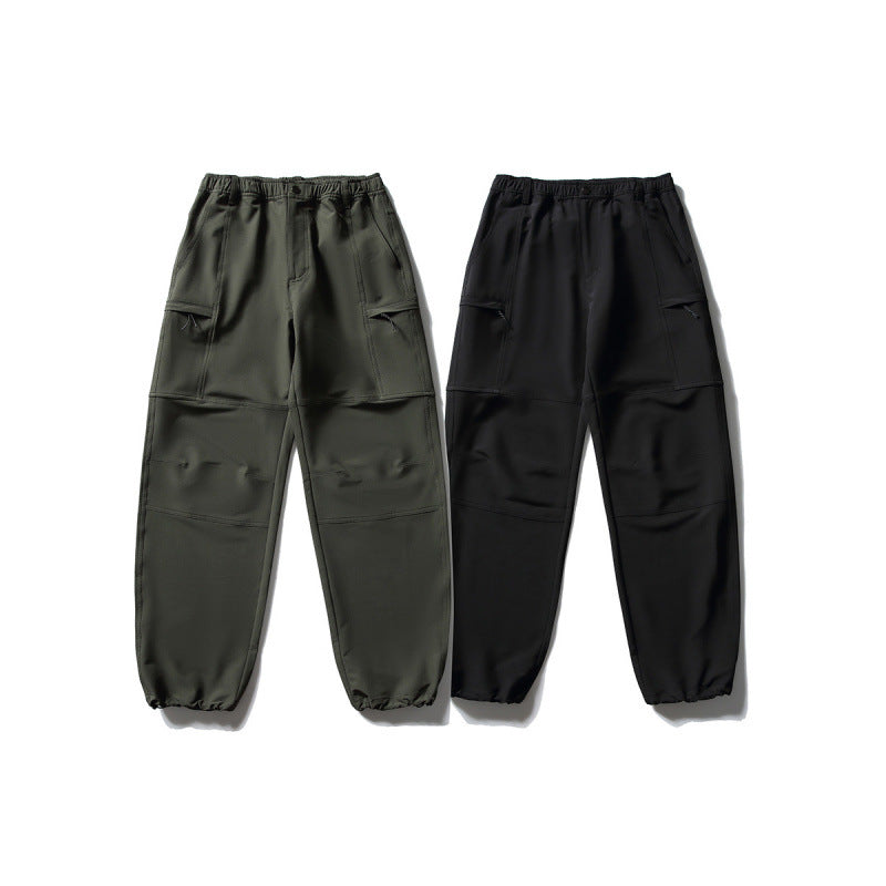 Men's Technical Cargo Casual Pants with Elastic Waistband, Knee Panels, and Zipper Pockets Mune Fashion