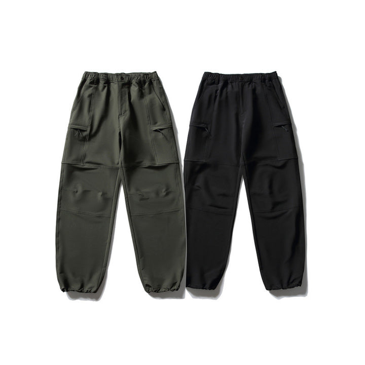 Men's Technical Cargo Casual Pants with Elastic Waistband, Knee Panels, and Zipper Pockets Mune Fashion
