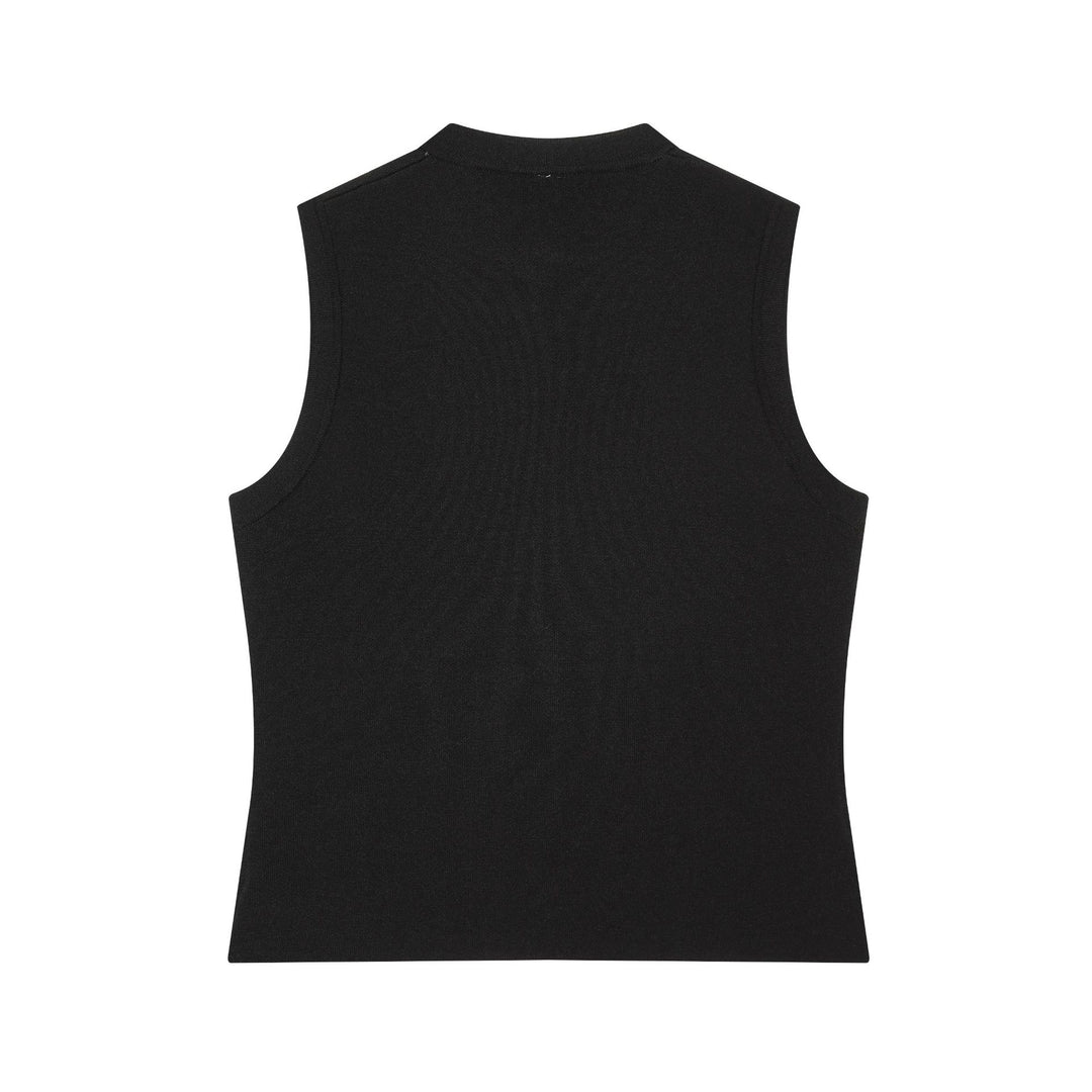 Women's knit vest in military style with golden decorative buttons Mune Fashion