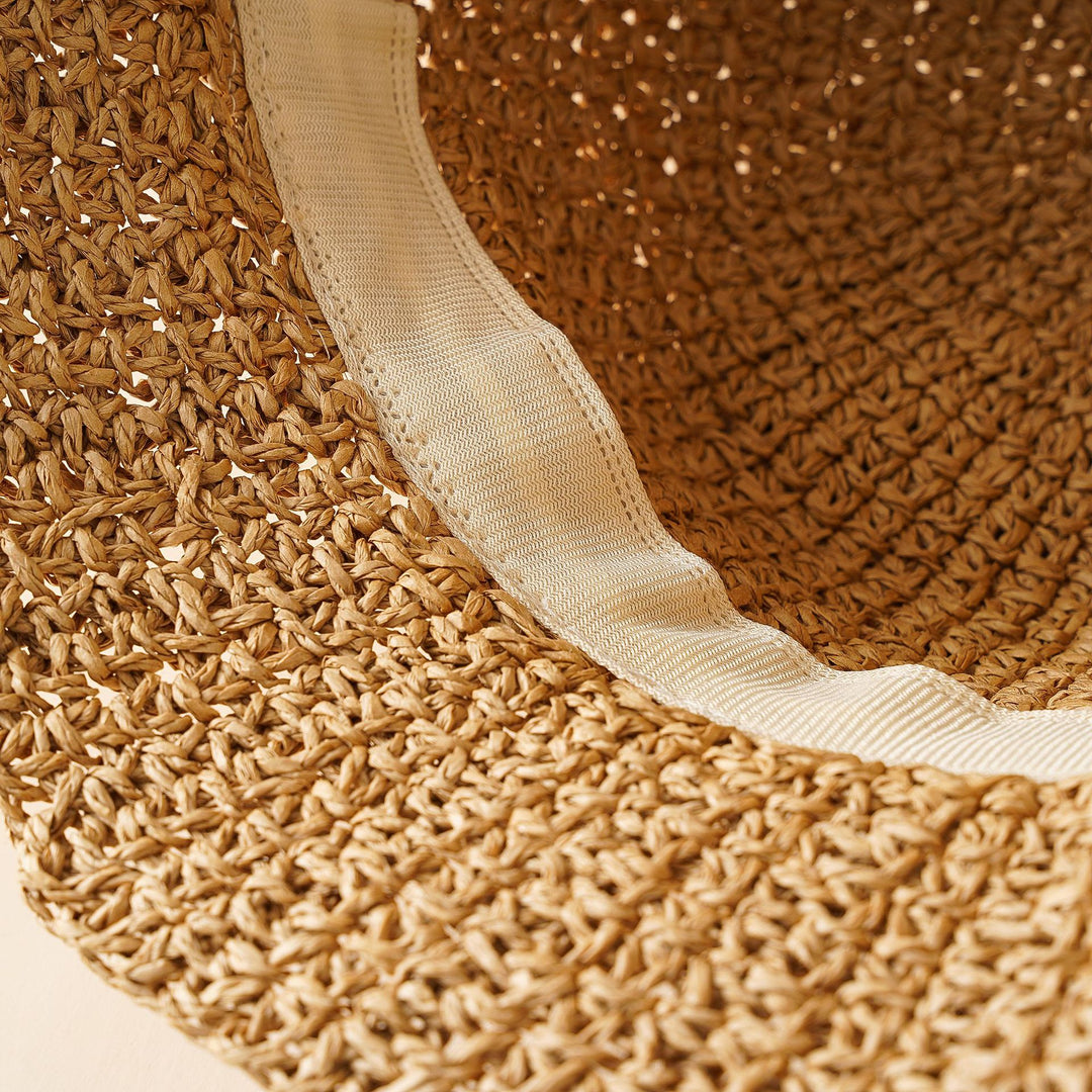 Women's Braided Sun Hat with Soft Brim and Decorative Stitching Mune Fashion