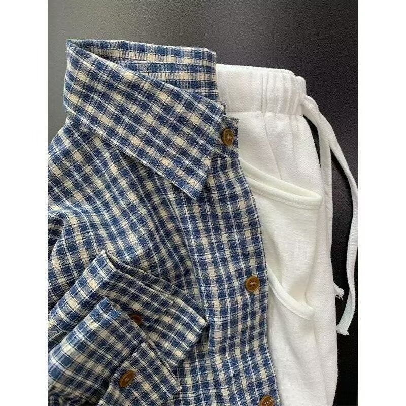 Men's Casual Checkered Long Sleeve Shirt Mune Fashion