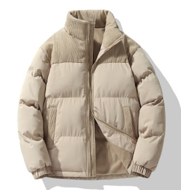 Men's quilted winter jacket with cord trim, high stand-up collar, and warm insulation Mune Fashion