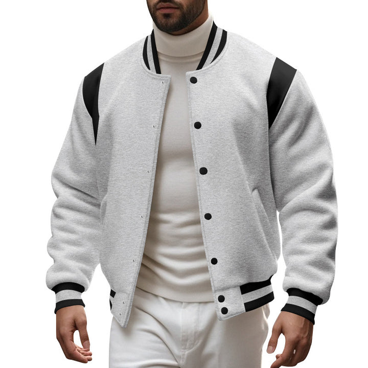 Men's nan College baseball jacket with snap button placket, ribbed collar and contrasting yokes Mune Fashion